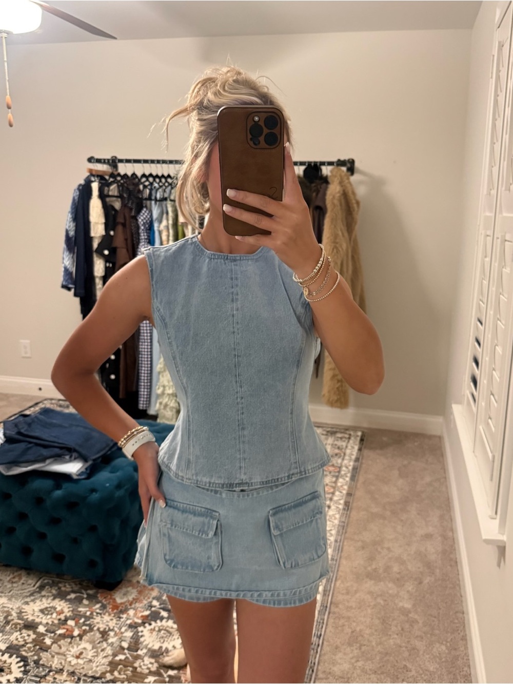 Lioness Light Wash Denim Mini Skort Set - Picture 4 of 5